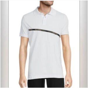 Roberto Cavalli Class Cotton Polo Shirt Mens Size L White Logo NEW